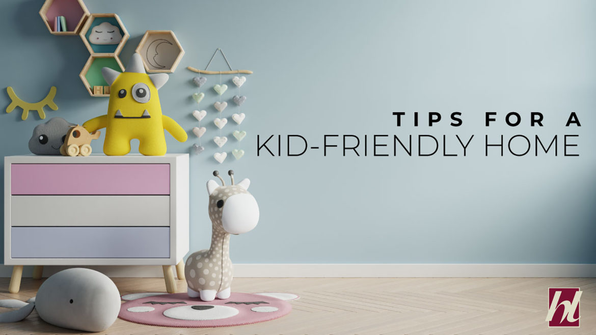 A House Lift Inc. of Minnesota blog banner features a kids play corner with toys and text "Tips For A Kid-Friendly Home"